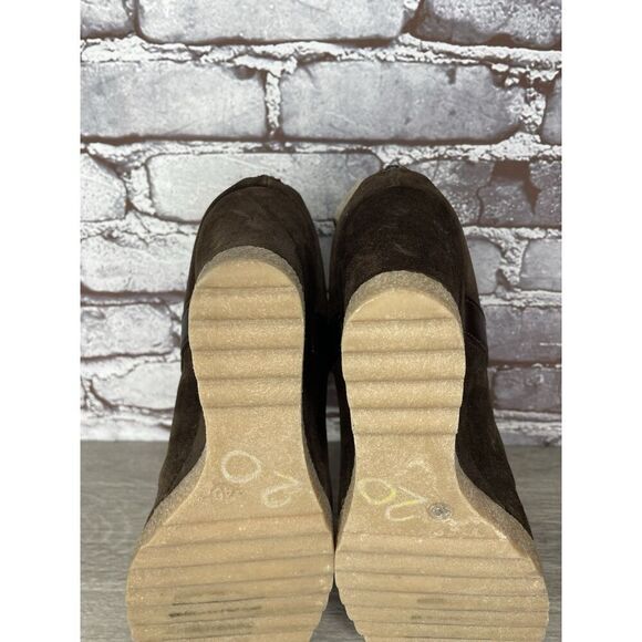 Aquatalia Brown Suede Faux Fur Strap Ankle Wedge Booties Women’s Sz 10M US/41EU - Picture 7 of 16